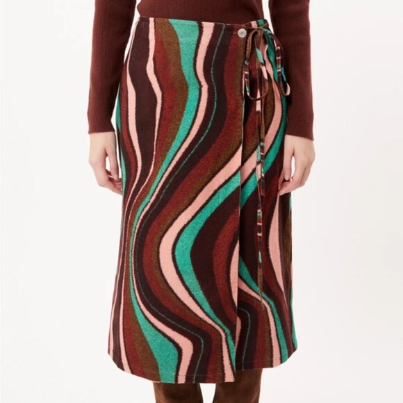NWT FRNCH ELLA WRAP SKIRT (SAND/MULTI) SIZE L - Picture 1 of 11